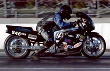 Amsoil motorcycle oil sponsored drag racer